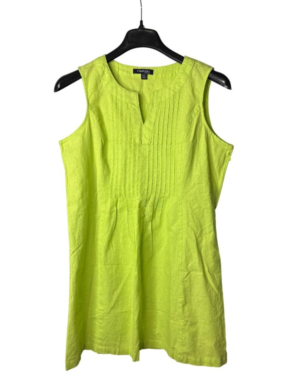 Chadwicks of Boston Womens Sheath Dress PXL Knee Length Chartreuse Linen Blend